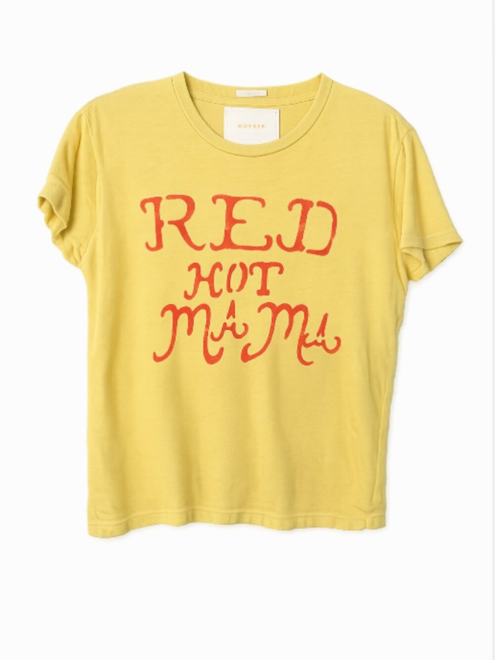 MOTHER The Sinful "Red Hot Mama" Graphic Tee – S- Yellow/Red- MSRP $130